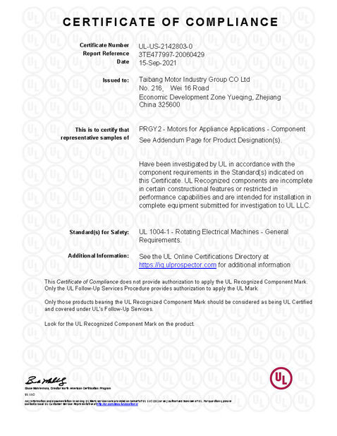 چین Taibang Motor Industry Group Co., Ltd. کنترل کیفیت